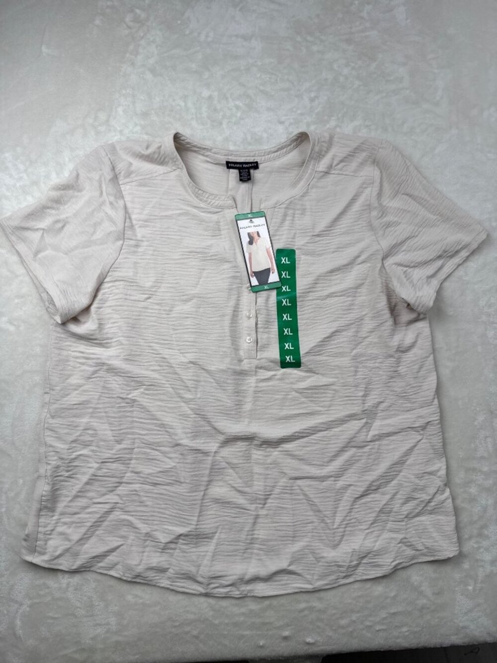 Hilary Radley Womens Cream Short-Sleeve Blouse XL